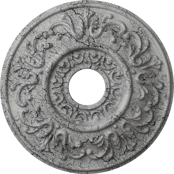Ekena Millwork Valletta Ceiling Medallion (Canopies up to 3 1/2"), 18"OD x 3 1/2"ID x 1"P, Ultra Pure White Crackle CM18VLUWC - main